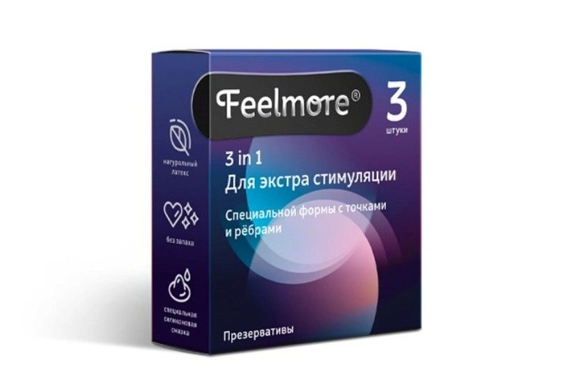 фото упаковки Feelmore Презервативы 3 в 1 Для экстра стимуляции