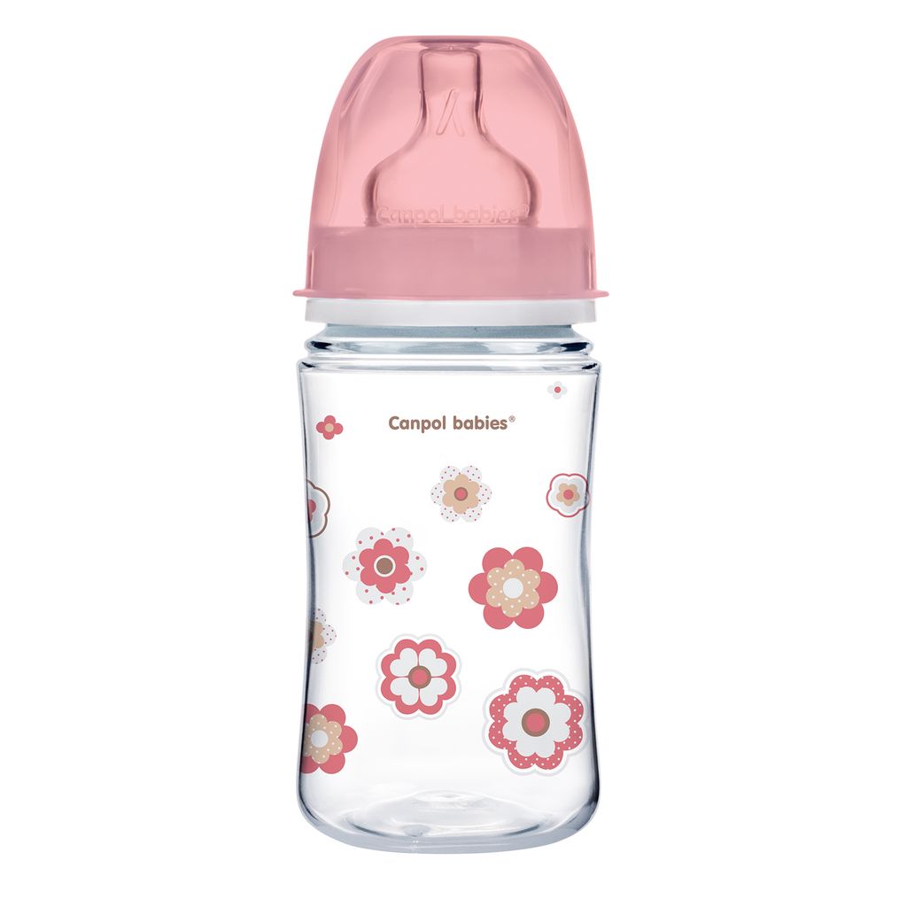 Canpol PP EasyStart бутылочка с широким горлышком антиколиковая, арт. 35/217, розового цвета, 240 мл, 1 шт.