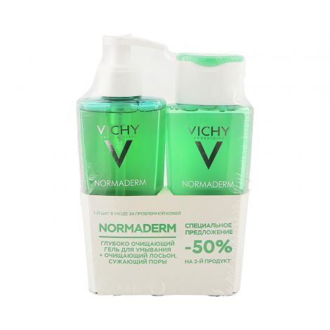 Vichy Normaderm Phytosolution Набор, набор, гель для умывания 200мл + лосьон сужающий поры 200мл, 1 шт.