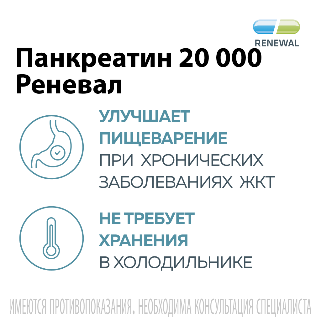 Панкреатин, 20000 ЕД, таблетки, 60 шт.