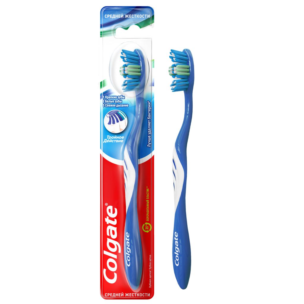 фото упаковки Colgate зубная щетка средняя Тройное действие