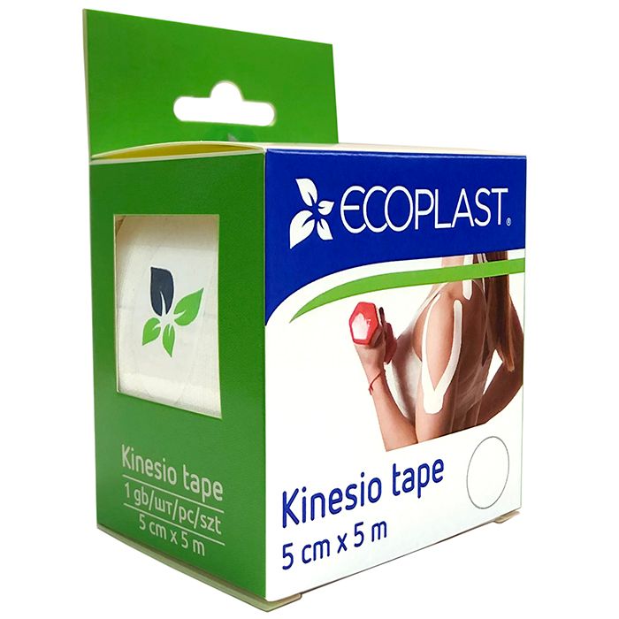 Ecoplast Кинезиотейп, 5х500см, белый, 1 шт.