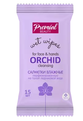 фото упаковки Premial La Fleur Салфетки влажные очищающие орхидея