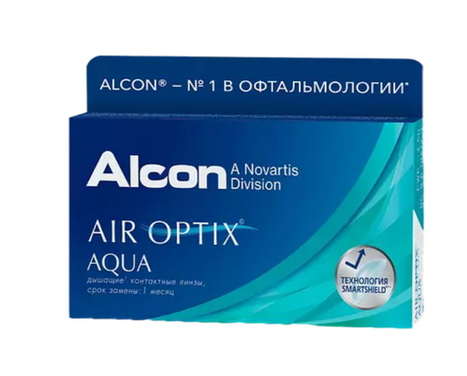 Alcon Air Optix aqua контактные линзы плановой замены, BC=8,6 d=14,2, D(-5.00), стерильно, 3 шт.