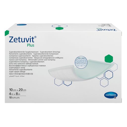Zetuvit Plus Повязка суперабсорбирующая, 10см х 20см, повязка стерильная, 10 шт.