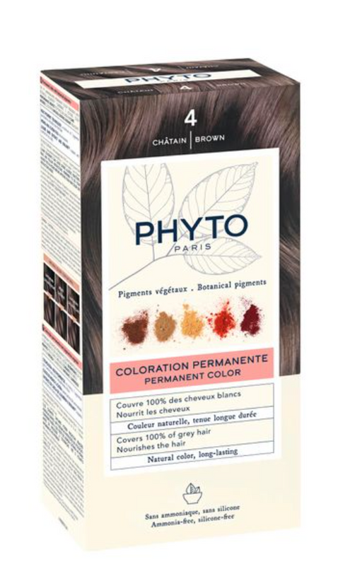 Phyto Paris Крем-краска для волос в наборе, тон 4, Шатен, краска для волос, +Молочко +Маска-защита цвета +Перчатки, 1 шт.