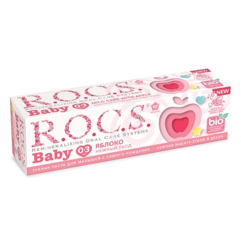ROCS Baby зубная паста нежный уход яблоко, без фтора, паста зубная, 0 - 3 года, 45 г, 1 шт.