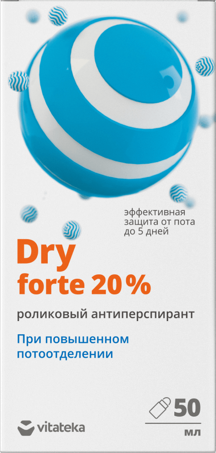 Витатека Dry Forte роликовый антиперспирант 20%, 50 мл, 1 шт.