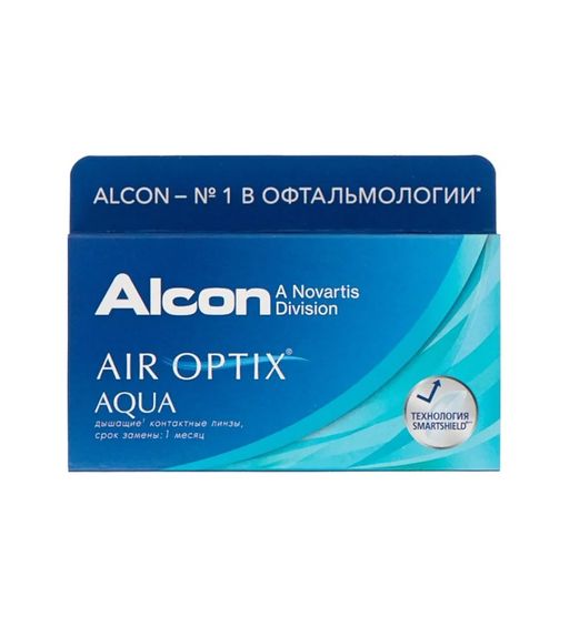 Alcon Air Optix aqua контактные линзы плановой замены, BC=8,6 d=14,2, D(-6.50), стерильно, 6 шт.