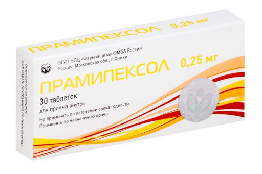 Прамипексол, 0.25 мг, таблетки, 30 шт.