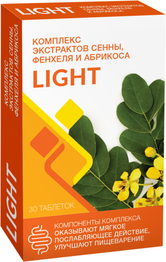 Light Комплекс экстрактов сенна фенхель абрикос, таблетки, 30 шт.