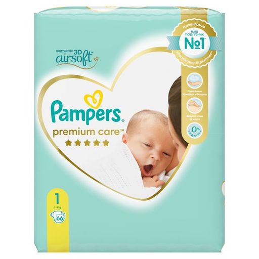Pampers Premium Care Подгузники детские, р. 1, 2-5 кг, 66 шт.