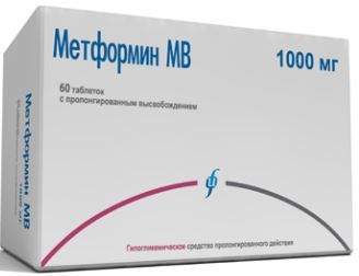 Метформин МВ, 1000 мг, таблетки с пролонгированным высвобождением, 60 шт.