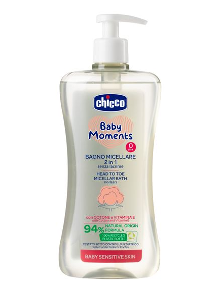 Chicco Baby moments Пена мицеллярная для ванн 2в1, для детей с рождения, пена для ванн, 500 мл, 1 шт.
