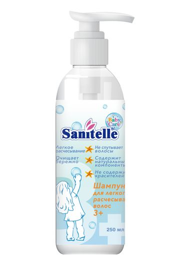 Sanitelle Шампунь для легкого расчесывания волос, для детей с 3х лет, шампунь, с экстрактом мыльного корня, 250 мл, 1 шт.