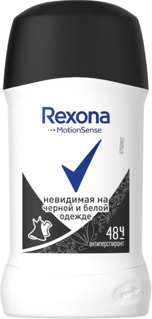 Rexona Дезодорант-антиперспирант стик, стик, Невидимый на черном и белом, 40,0 г, 1 шт.