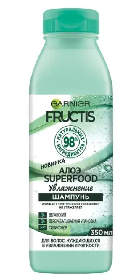 Garnier Fructis Шампунь Superfood Увлажнение Алоэ, шампунь, 350 мл, 1 шт.