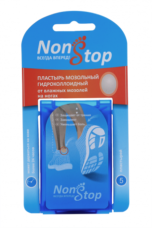 NonStop пластырь от влажных мозолей гидроколлоидный, 4,4х6,9см, пластырь, 5 шт.