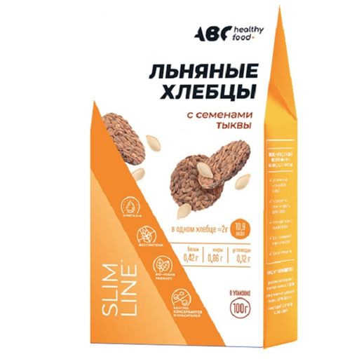 ABC Хэлси Фуд Хлебцы льняные, хлебцы, семена тыквы, 100 г, 1 шт.