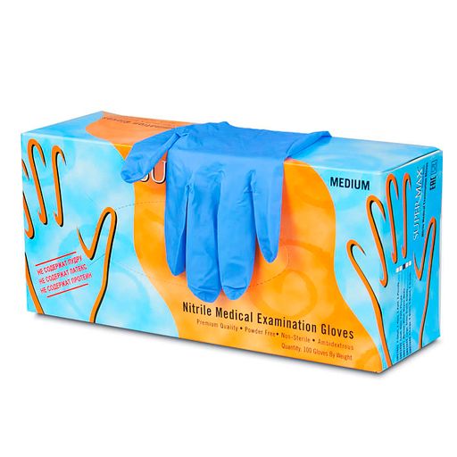 Супермакс перчатки смотровые нитриловые, р. M, нестерильная (ые, ый), 100 шт.